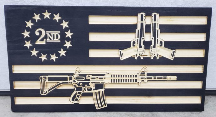Gun Themed US Wooden Flag